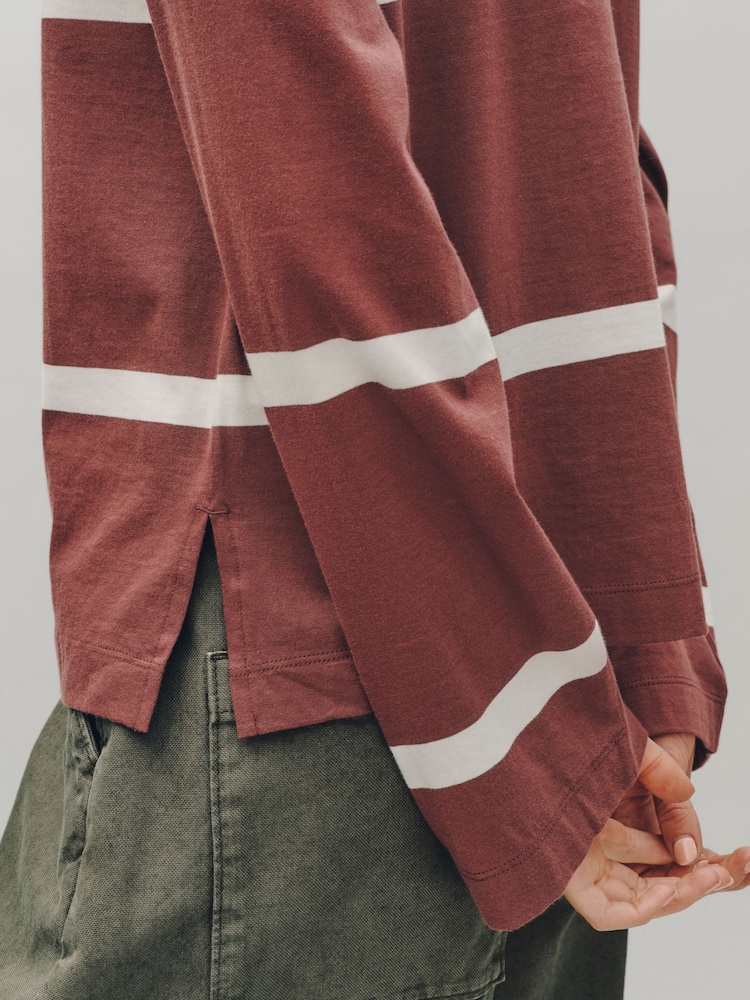 Berry Stripe Crew Neck Long Sleeve Top - Image 5 of 5 Berry Stripe Crew Neck Long Sleeve Top - Image 5 of 5