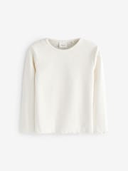 Ecru White T-Shirt Cotton Rich Long Sleeve Rib T-Shirt (3mths-7yrs) - Image 1 of 2