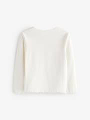 Ecru White T-Shirt Cotton Rich Long Sleeve Rib T-Shirt (3mths-7yrs) - Image 2 of 2