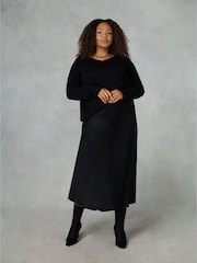 Live Unlimited Black Curve Bias Cut Skirt - Image 1 of 4