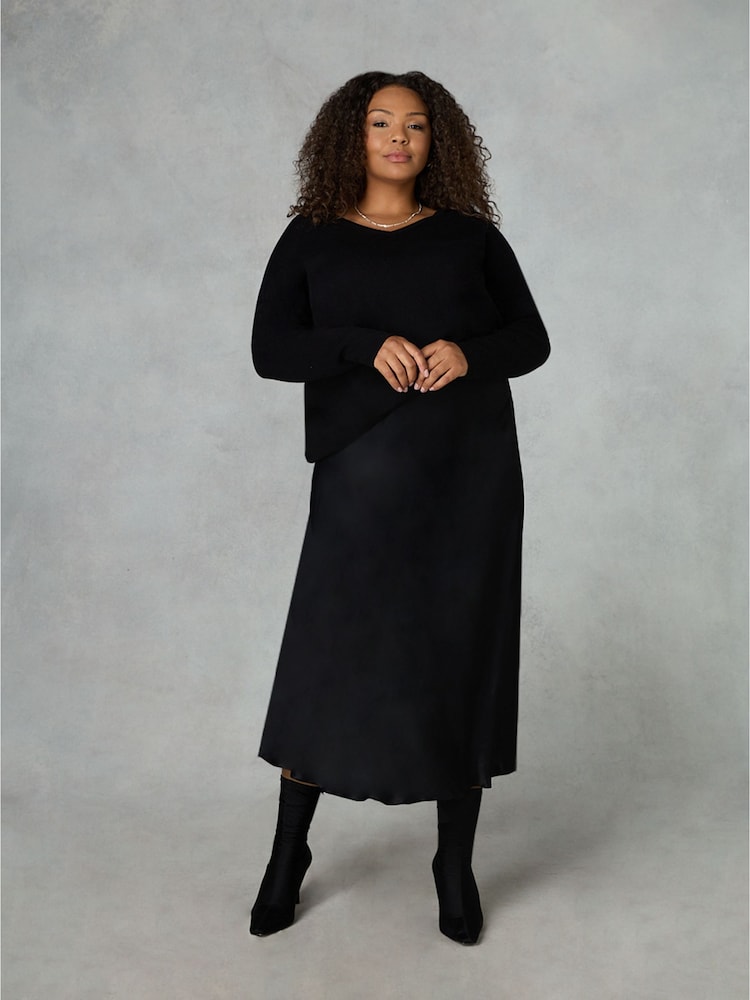 Live Unlimited Black Curve Bias Cut Skirt - Image 1 of 4