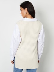 Threadbare Brown V-Neck Ribbed Knitted Sweater Vest - Image 2 of 4