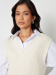 Threadbare Brown V-Neck Ribbed Knitted Sweater Vest - Image 4 of 4