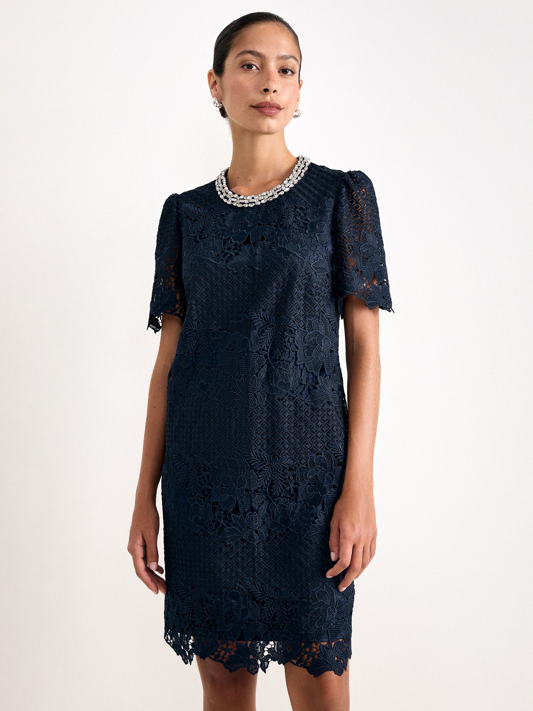 Phase Eight Women's Dark Navy Eloise Embellished Lace Mini Dress In | Size: 20 - Image 1