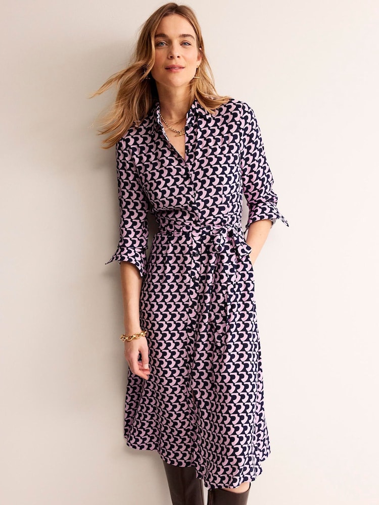 Boden Pink Black Kate Midi Shirt Dress - Image 1 of 5