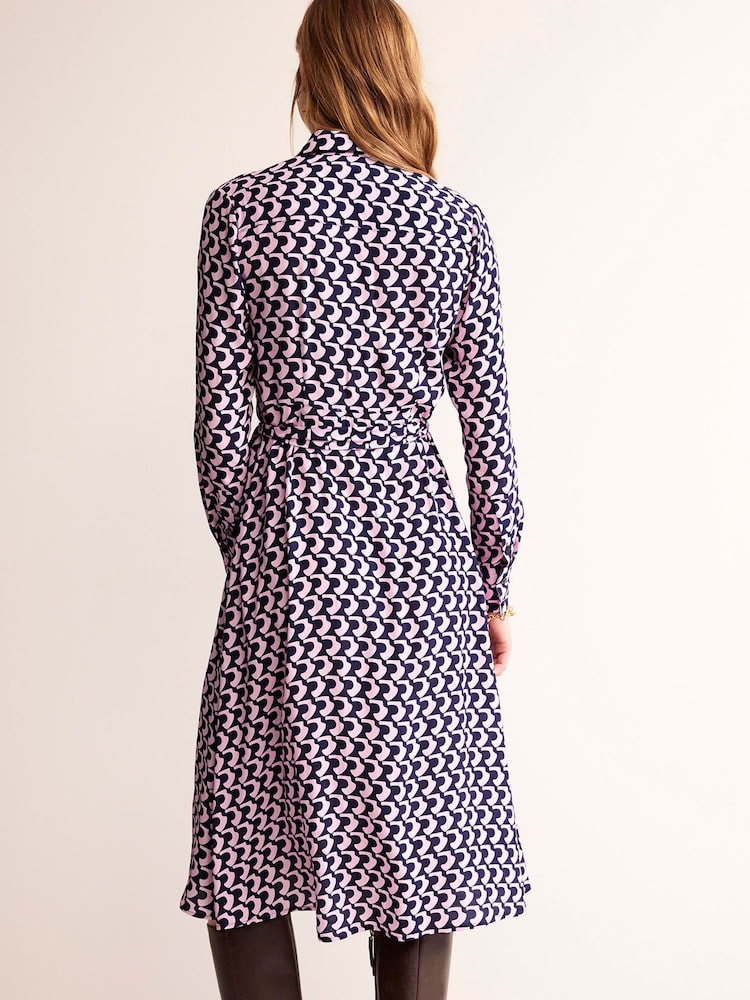 Boden Pink Black Kate Midi Shirt Dress - Image 2 of 5