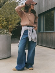 self. Dark Blue Mid Rise Wide Leg Jeans - Image 1 of 8