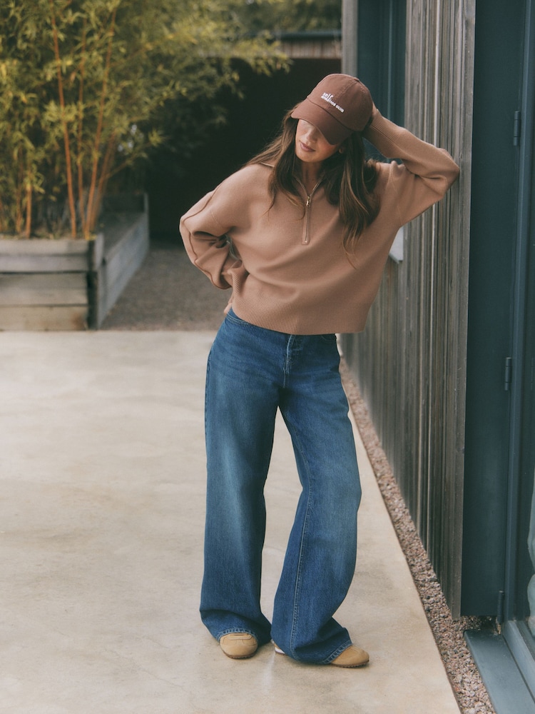 self. Dark Blue Mid Rise Wide Leg Jeans - Image 2 of 8 self. Dark Blue Mid Rise Wide Leg Jeans - Image 2 of 8