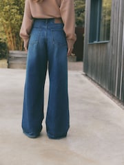 self. Dark Blue Mid Rise Wide Leg Jeans - Image 4 of 8