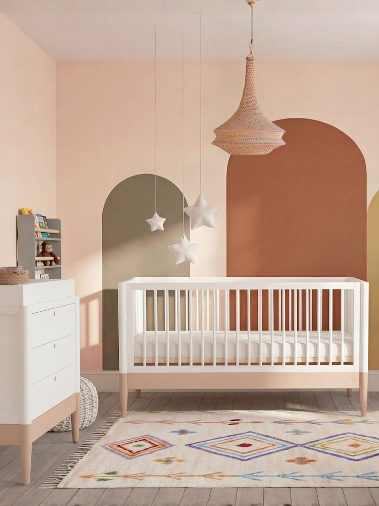 Gaia Baby Powder Blush White Eos Cot & Dresser 2 Piece Nursery Furniture Set - Image 1 of 5