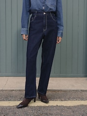 Indigo Rinse Blue Authentic High Rise Straight Leg Jeans - Image 3 of 4