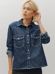 Dark Blue Long Sleeve Denim Shirt - Image 3 of 7