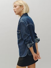 Dark Blue Long Sleeve Denim Shirt - Image 4 of 7