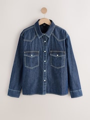 Dark Blue Long Sleeve Denim Shirt - Image 5 of 7