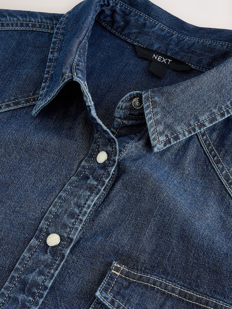 Dark Blue Long Sleeve Denim Shirt - Image 7 of 7
