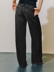 Black High Rise Lace Wide Leg Jeans - Image 4 of 9