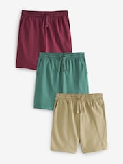 Red/Green/Tan Lightweight 100% Cotton Shorts 3 Pack - Image 1 of 13