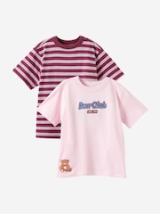 Cotton On Pink Essential Short Sleeve Graphic T-Shirt 2 Pack - Image 1 of 5