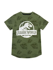Character Green Jurassic World License Dipped Back Hem T-Shirt - Image 1 of 1