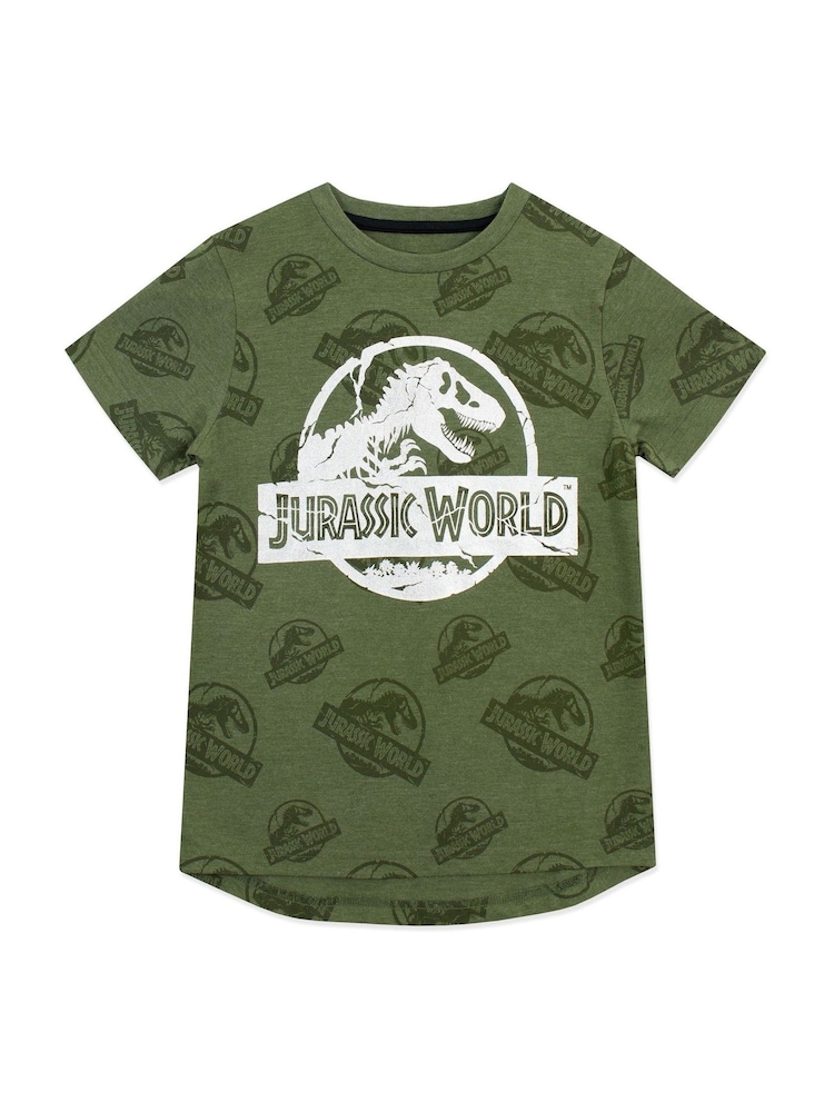 Character Green Jurassic World License Dipped Back Hem T-Shirt - Image 1 of 1