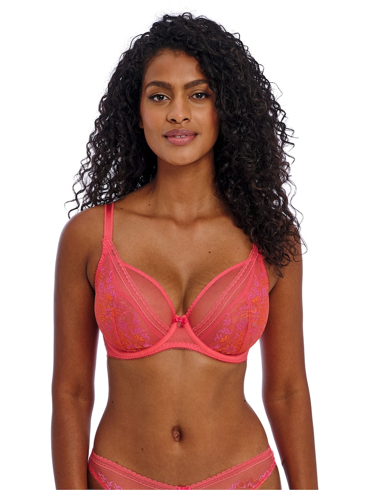 Freya Red Strawberry Ice Sydnie Underwire High Apex Plunge Bra - Image 1 of 4 Freya Red Strawberry Ice Sydnie Underwire High Apex Plunge Bra - Image 1 of 4