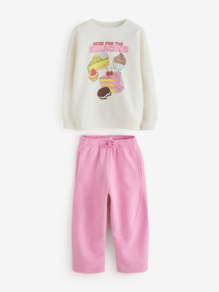 Cotton On Pink Sammy Oversized Crew & Barrel Trackpant Set - Image 1 of 1