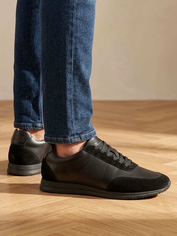 Jones Bootmaker Black Salvi Wide Fit Leather Trainers - Image 1 of 6 Jones Bootmaker Black Salvi Wide Fit Leather Trainers - Image 1 of 6