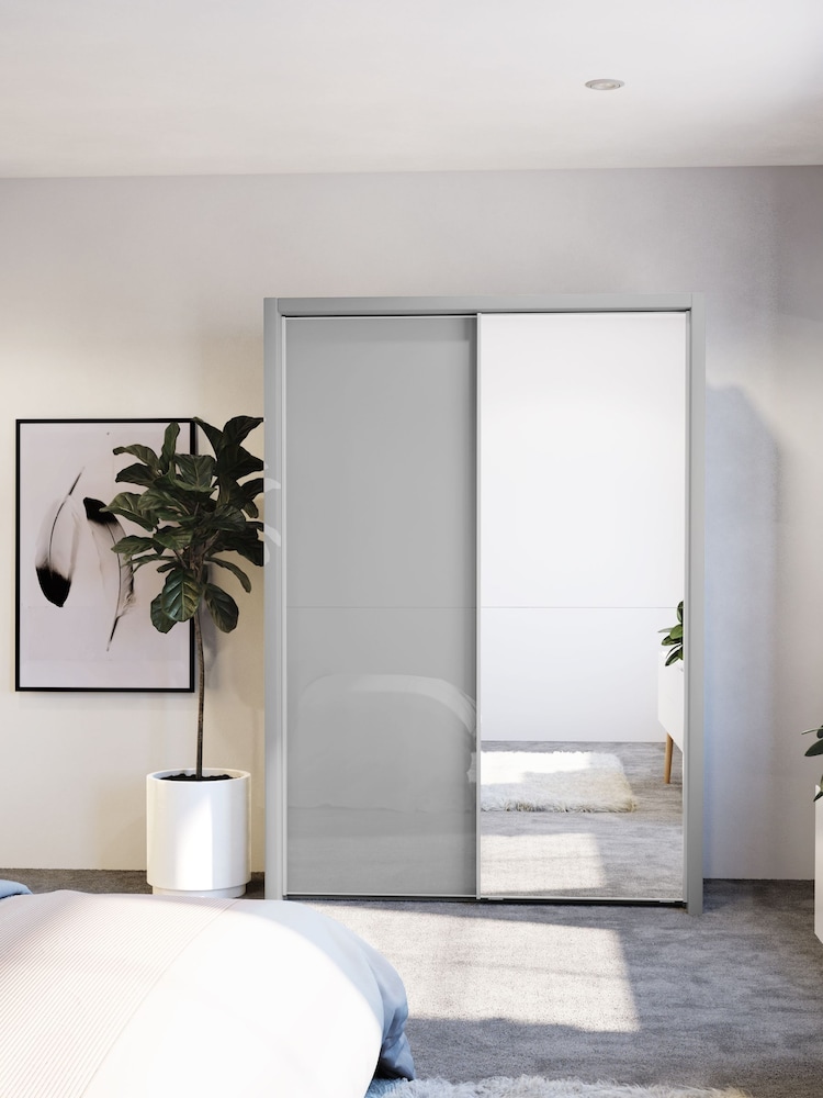 Wiemann Grey Peyton Glass and Mirror Sliding 1.6m Sliding Semi Fitted Wardrobe - Image 1 of 6