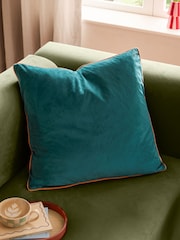 Furn Teal/Tiger Meridian Velvet 55cm X 55cm Cushion Cover - Image 1 of 5