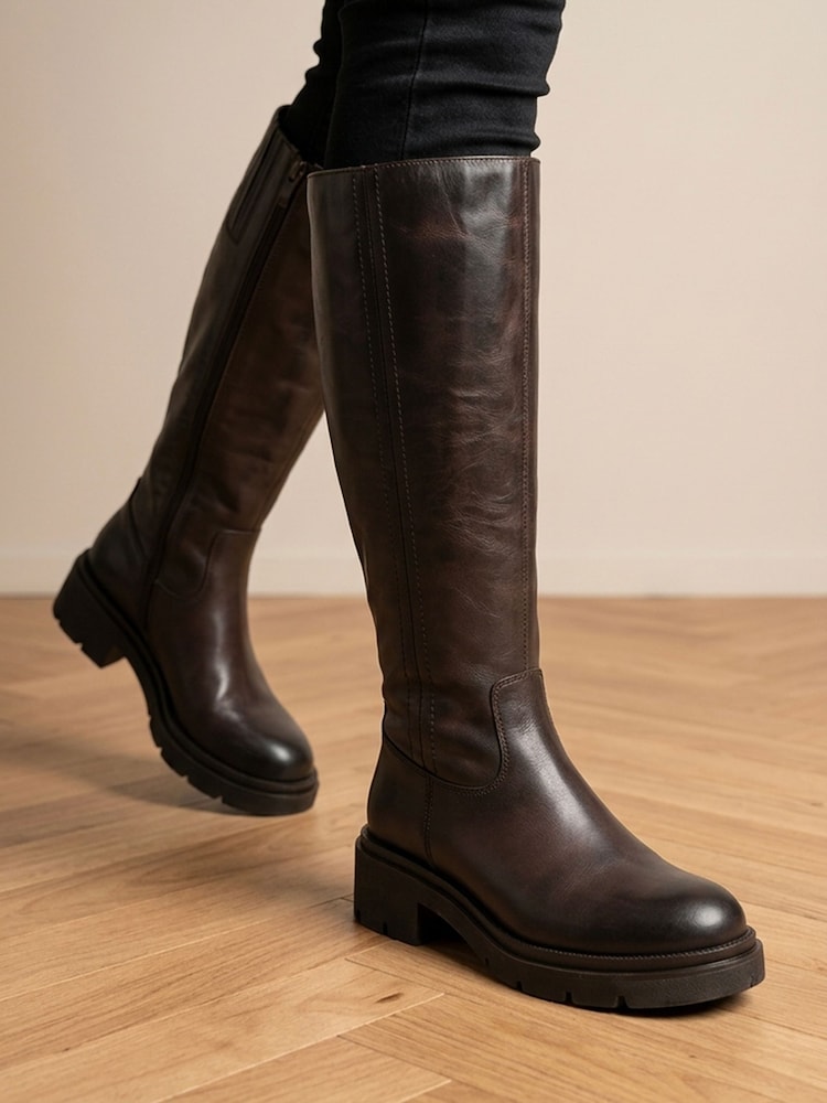Smeđa - Jones Bootmaker Domino debele kožne duge Čizme - Slika 1 od 6 Smeđa - Jones Bootmaker Domino debele kožne duge Čizme - Slika 1 od 6