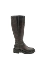 Smeđa - Jones Bootmaker Domino debele kožne duge Čizme - Slika 2 od 6