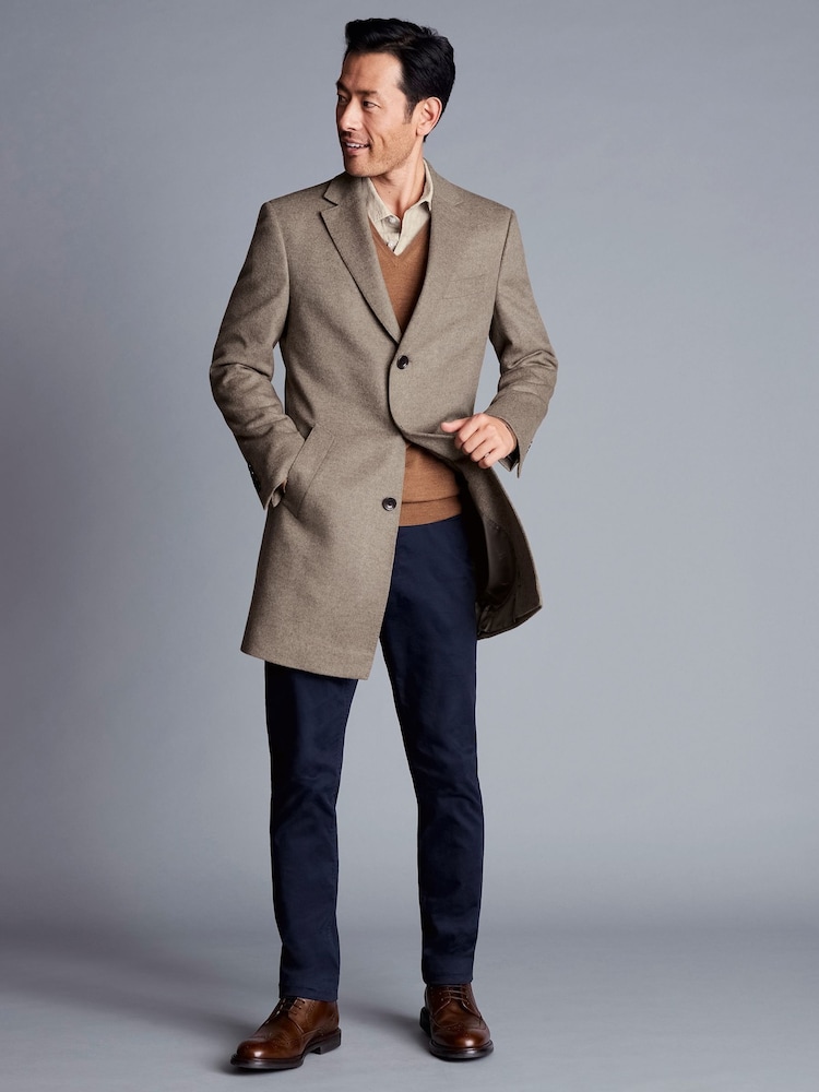 Charles Tyrwhitt Natural Pure Wool Overcoat - Image 3 of 6