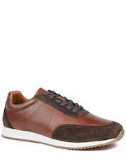Jones Bootmaker Brown Salvi Wide Fit Leather Trainers - Image 2 of 6