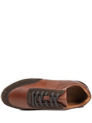 Jones Bootmaker Brown Salvi Wide Fit Leather Trainers - Image 5 of 6