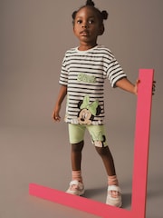 Black/White 100% Cotton Minnie Mouse Cycle Shorts and T-Shirt Set (3mths-7yrs) - Image 1 of 7