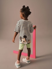 Black/White 100% Cotton Minnie Mouse Cycle Shorts and T-Shirt Set (3mths-7yrs) - Image 2 of 7