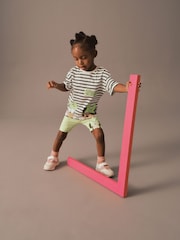Black/White 100% Cotton Minnie Mouse Cycle Shorts and T-Shirt Set (3mths-7yrs) - Image 3 of 7