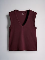 The Set 5 Pack Deep V-Neck Ribbed Vests Navy/Burgundy/Pink/Ecru - Image 4 of 8