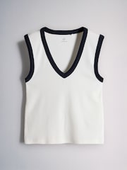 The Set 5 Pack Deep V-Neck Ribbed Vests Navy/Burgundy/Pink/Ecru - Image 5 of 8