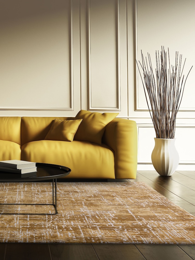 Asiatic Rugs Gold Kuza Abstract Rug - Image 1 of 4 Asiatic Rugs Gold Kuza Abstract Rug - Image 1 of 4