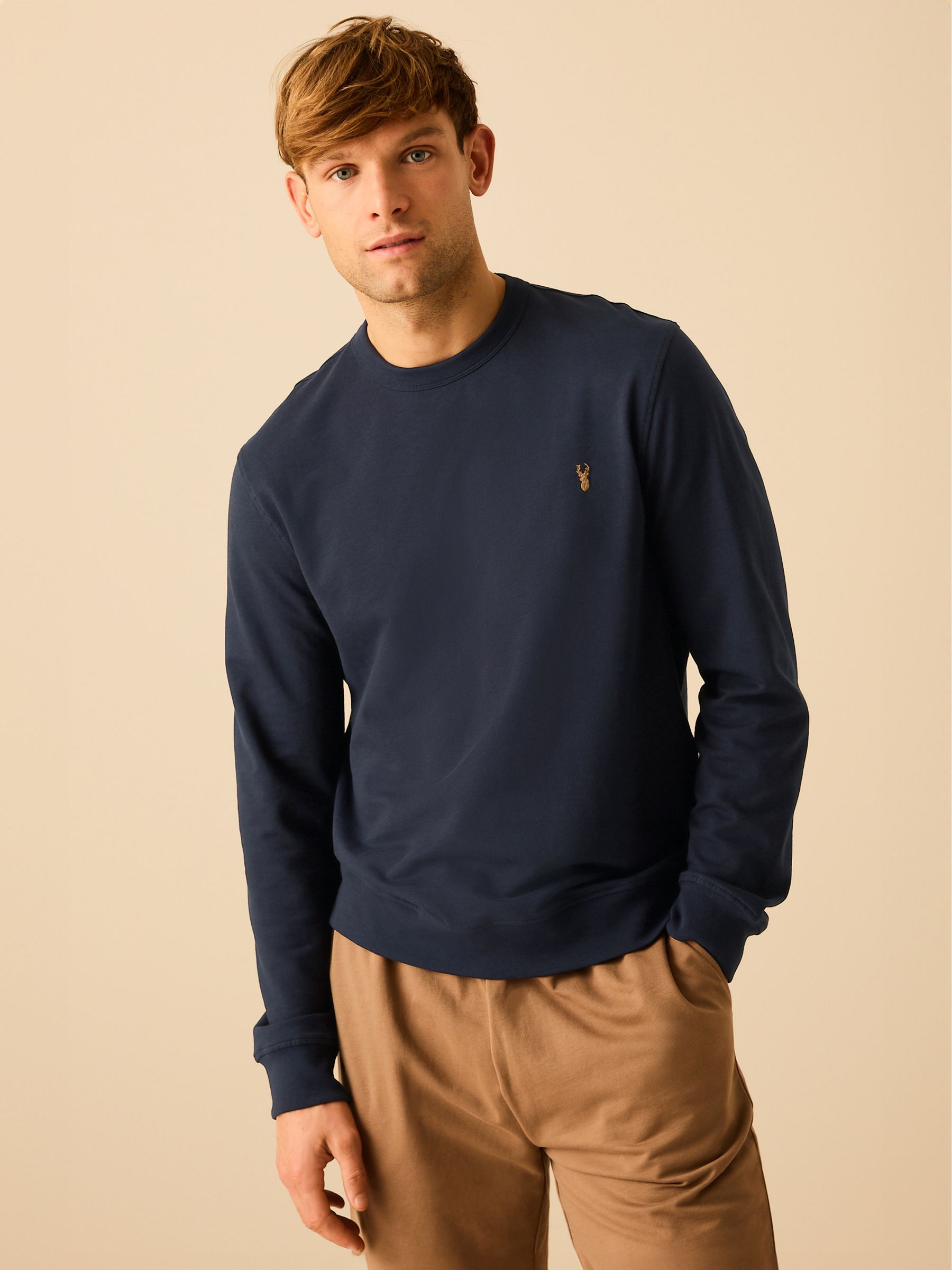 Navy Blue Lightweight Crew Neck Sweatshirt