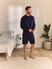 Navy Blue 100% Cotton Lightweight Crew Neck Sweatshirt - Image 2 of 8
