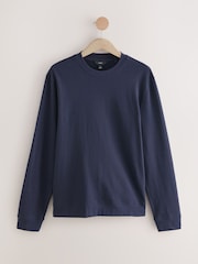 Navy Blue 100% Cotton Lightweight Crew Neck Sweatshirt - Image 5 of 8
