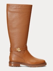 Lauren Ralph Lauren Hallee Tumbled Leather Tall Boot - Image 1 of 3