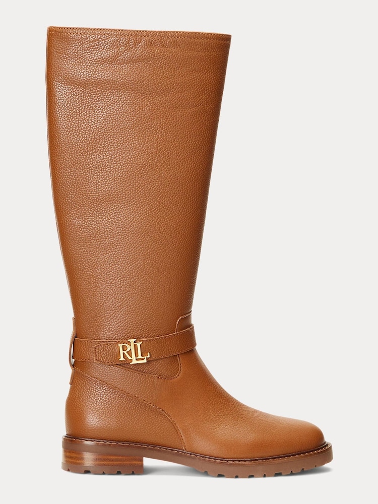 Lauren Ralph Lauren Hallee Tumbled Leather Tall Boot - Image 1 of 3