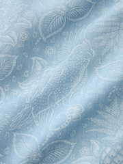 Blue Floral Print Denim TENCEL™ Mini Tea Dress - Image 6 of 6