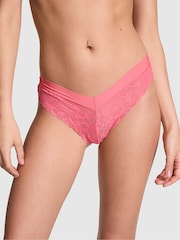 Victoria's Secret PINK Crazy For Coral Pink Thong No Show Lace Knickers - Image 1 of 3