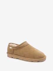 Chestnut Brown Suede Faux Fur Lined Shoot Slippers - Image 4 of 6
