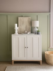 Cream Malvern Oak Effect Slim Sideboard - Image 1 of 8
