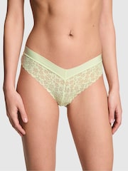 Victoria's Secret PINK Lime Cream Green Thong No Show Lace Knickers - Image 1 of 3